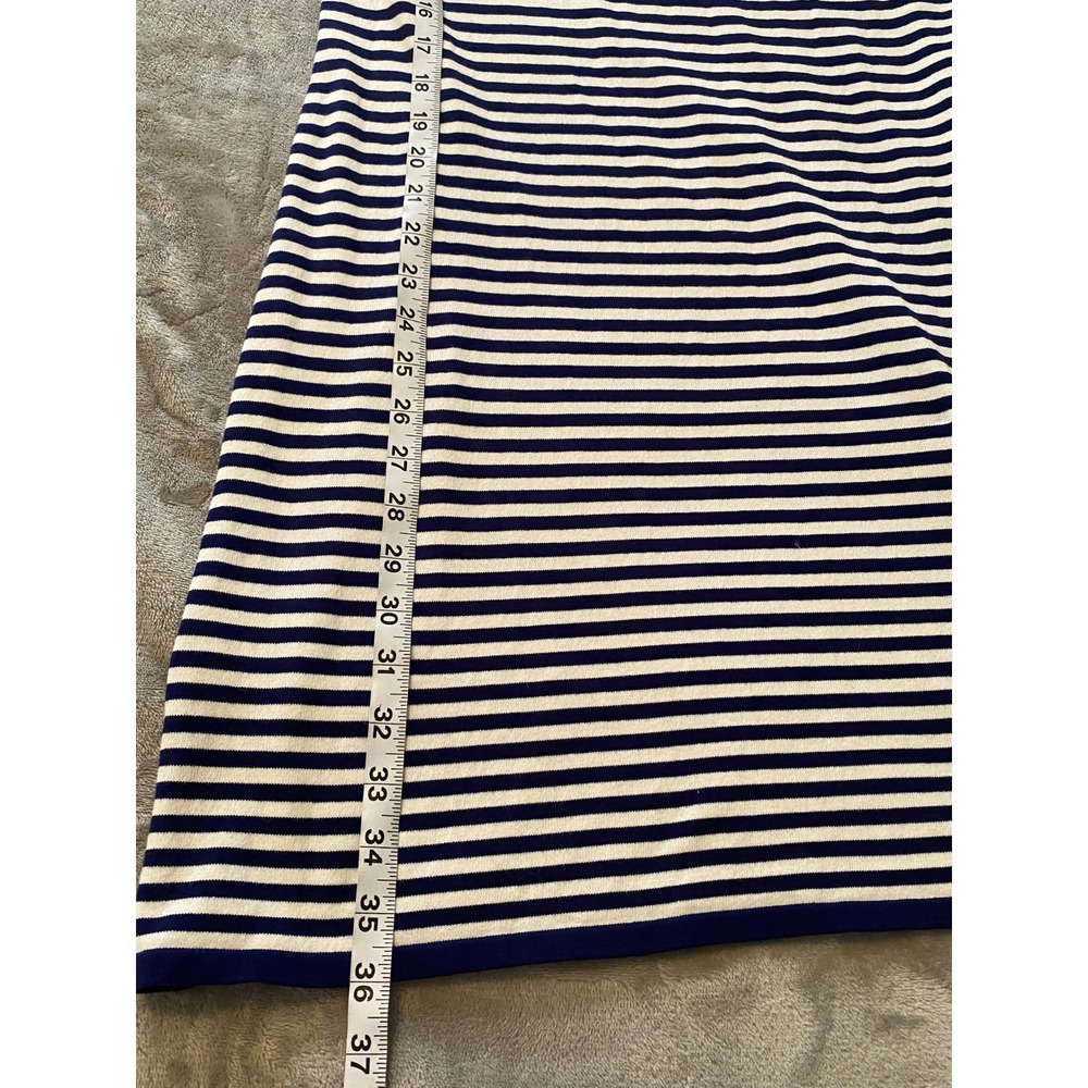 Sail to Sable Dress Sz L Navy White Striped Bell Sleeve Knit Nautical Coastal - Picture 8 of 10